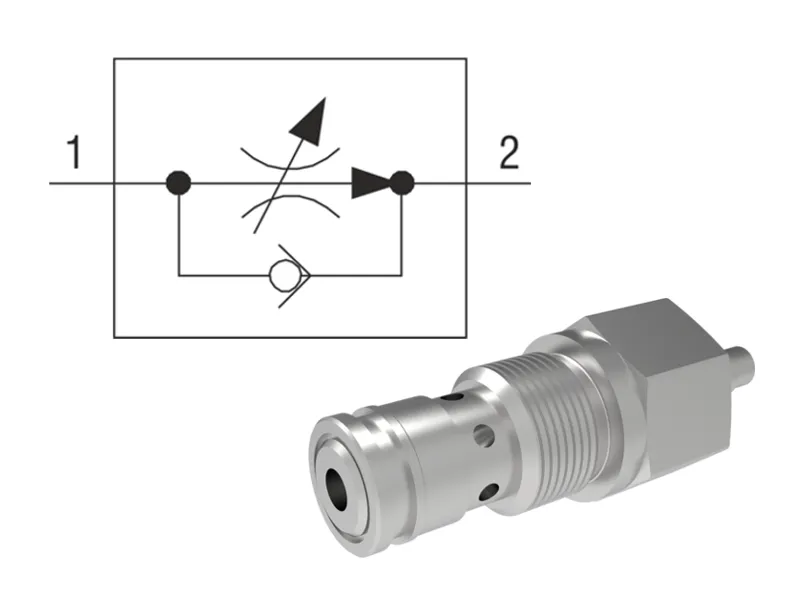 2 Way Flow Regulators with Reverse Flow Check, Cartridge