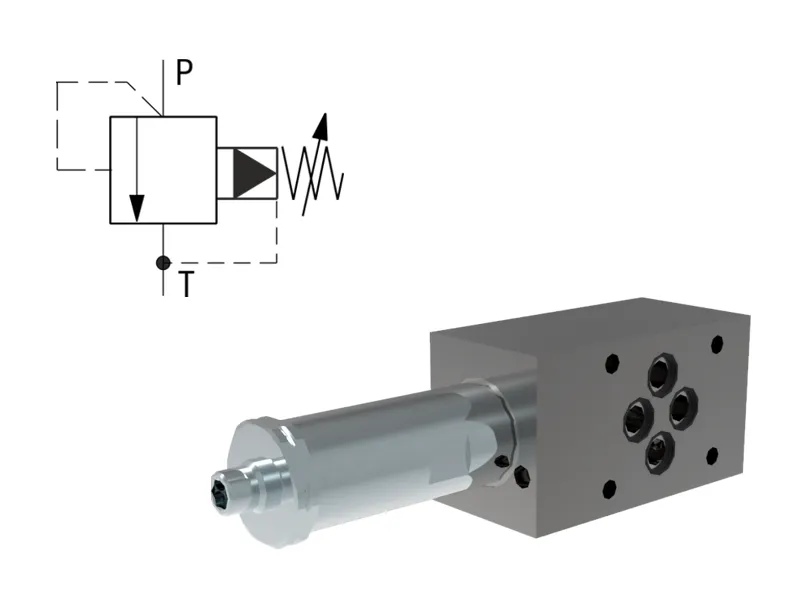 Pressure Relief Valves, Spool Type, Pilot Operated, Modular Design
